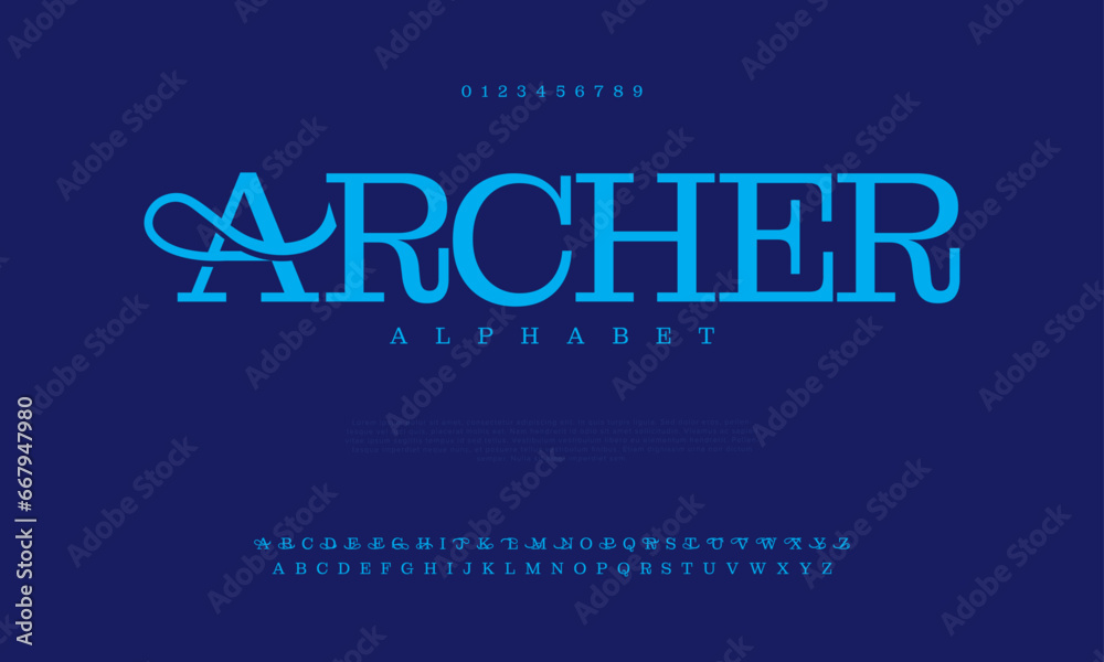 Archer creative modern urban alphabet font. Digital abstract moslem, futuristic, fashion, sport, minimal technology typography. Simple numeric vector illustration