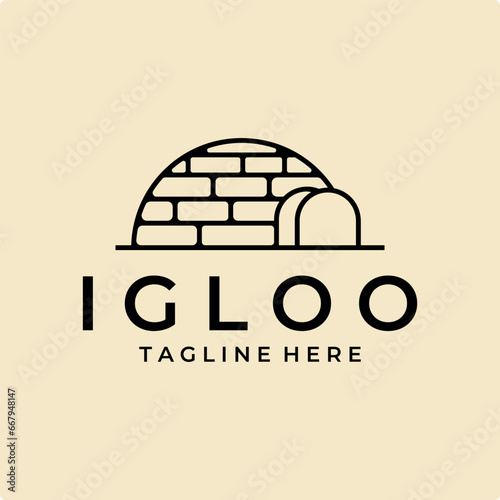igloo house logo line art vector simple illustration template icon graphic design