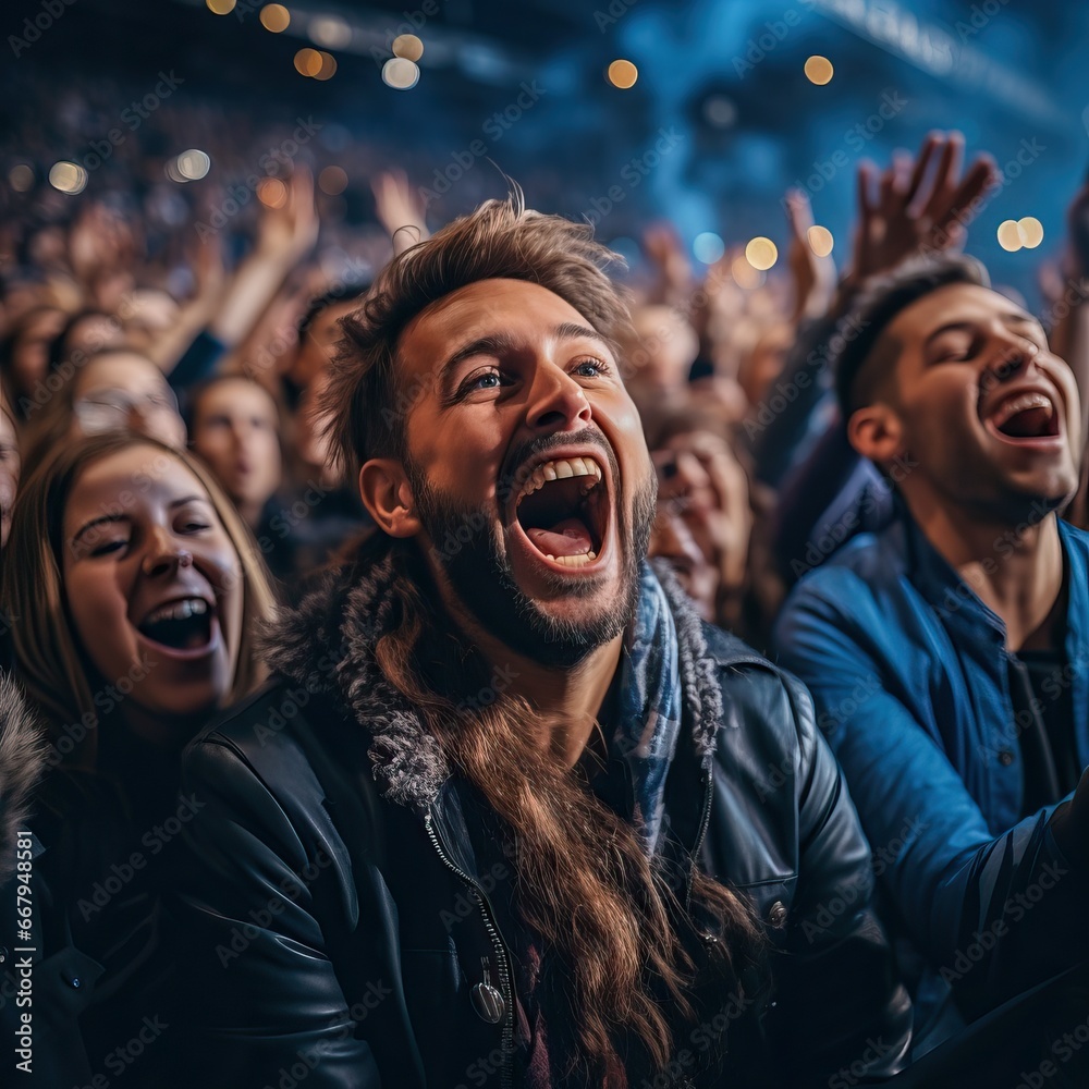 Happy supporters cheering their team, generative ai Happy supporters cheering their team, generative ai