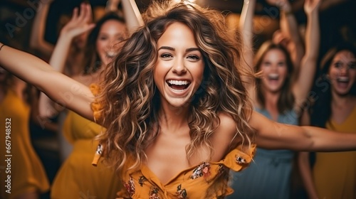 Happy young woman at a birt...
