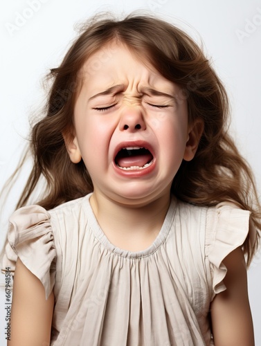 Cute little child crying, g...