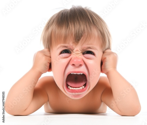 Cute little child crying, g...
