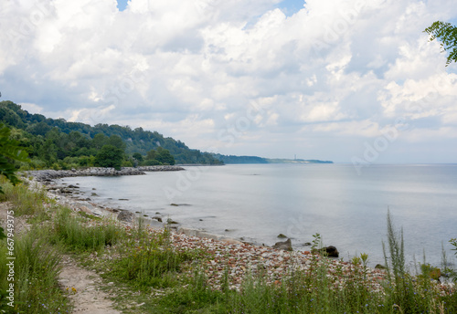 A view looking out over Lake Ontario from the end of Bellamy Ravine Creek in Scarborough (Toronto). photo