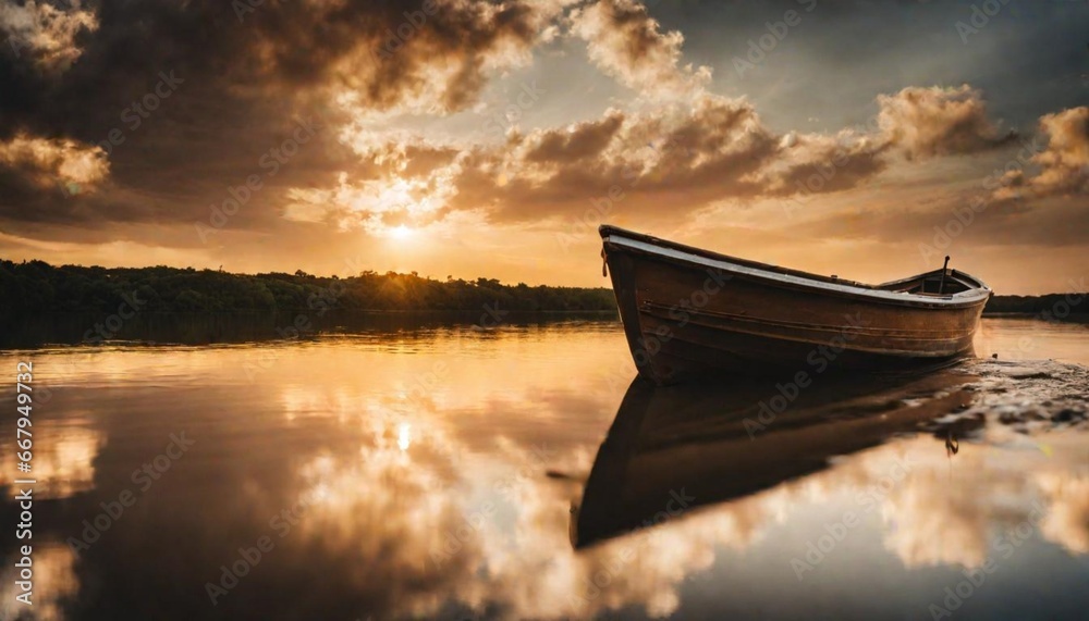 boat at sunset