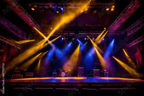 A luxurious performance stage under the bright spotlight