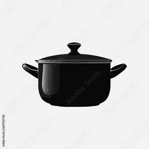 Black clipart of a pot, in the style of minimalist