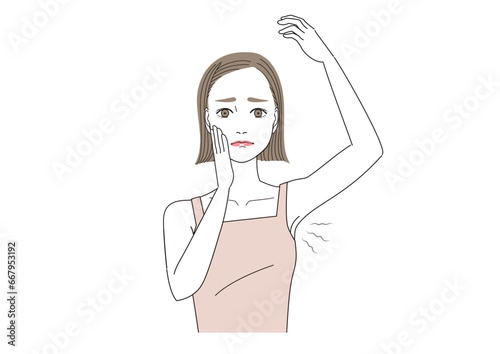 わきが　わきの臭いに悩んでいる女性