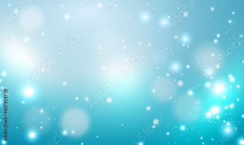 Christmas magical winter blue background with blurred bokeh light. Christmas and New Year holidays template. Winter bokeh abstract background. Sparkling magical dust particles. Winter Holiday Vector.