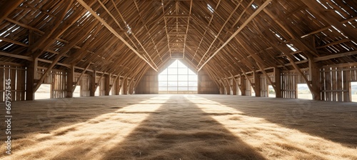 Barn shed interior. Generative AI technology. 