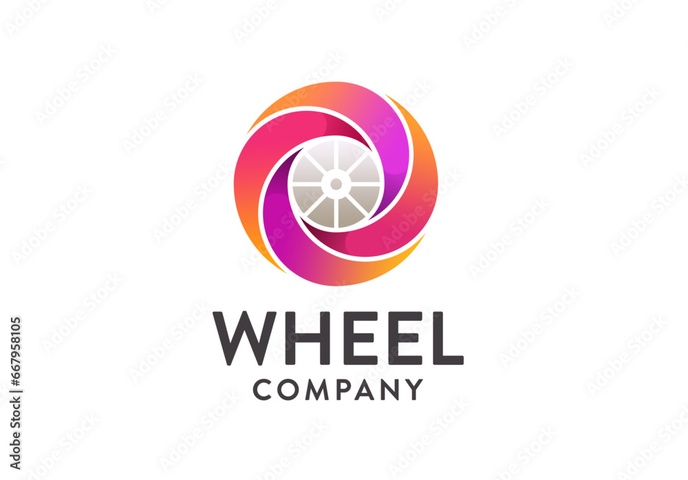 Colorful Car Wheel Logo Design Colorful Car Wheel Logo Design
