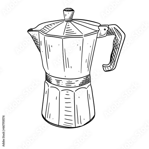 moka pot coffee hand drawn