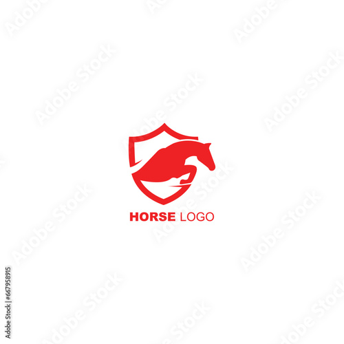 Horse head logo and shield icon inspiration and jumping Horse logo