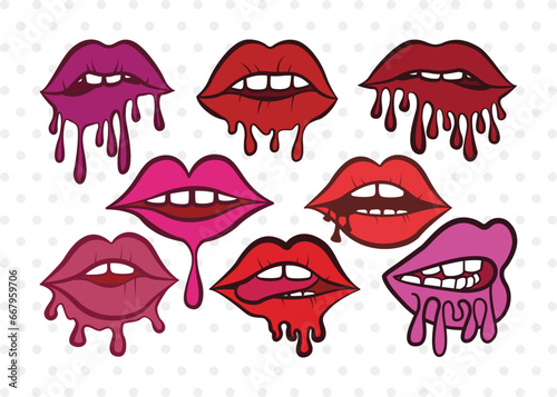Dripping Lips Clipart SVG Cut File | Women Lips Svg | Sexy Lips Svg | Kiss Lips Svg | Dripping Lips Bundle