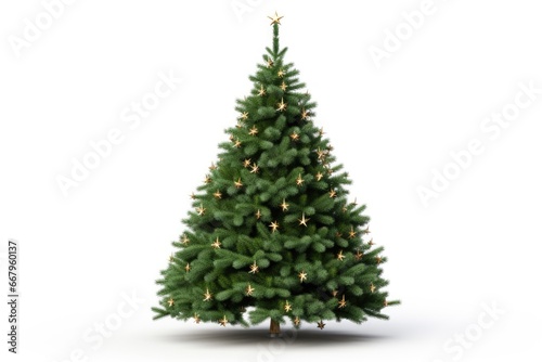 Christmas tree isolated on white background. Generated by AI. © Phichitpon