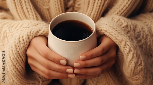 "Cozy Moments: Woman with Coffee in Winter"