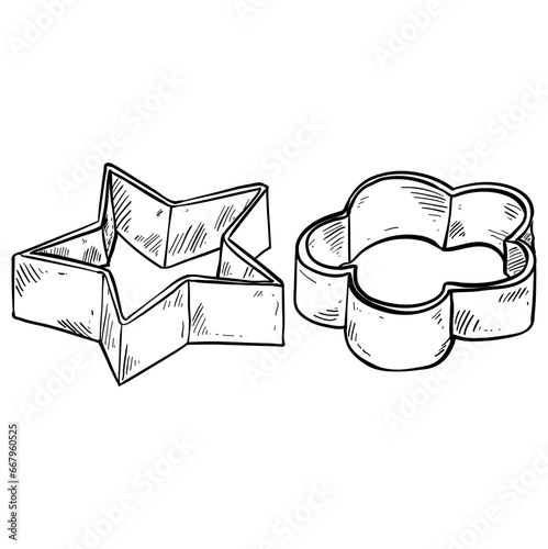cake tins baking stuff hand drawn