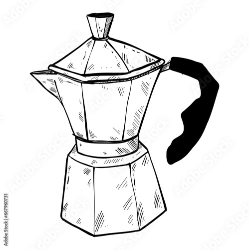 moka pot coffee hand drawn