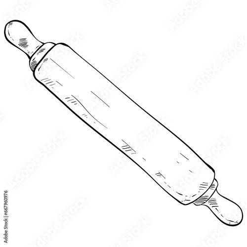 rolling pin bakery hand drawn