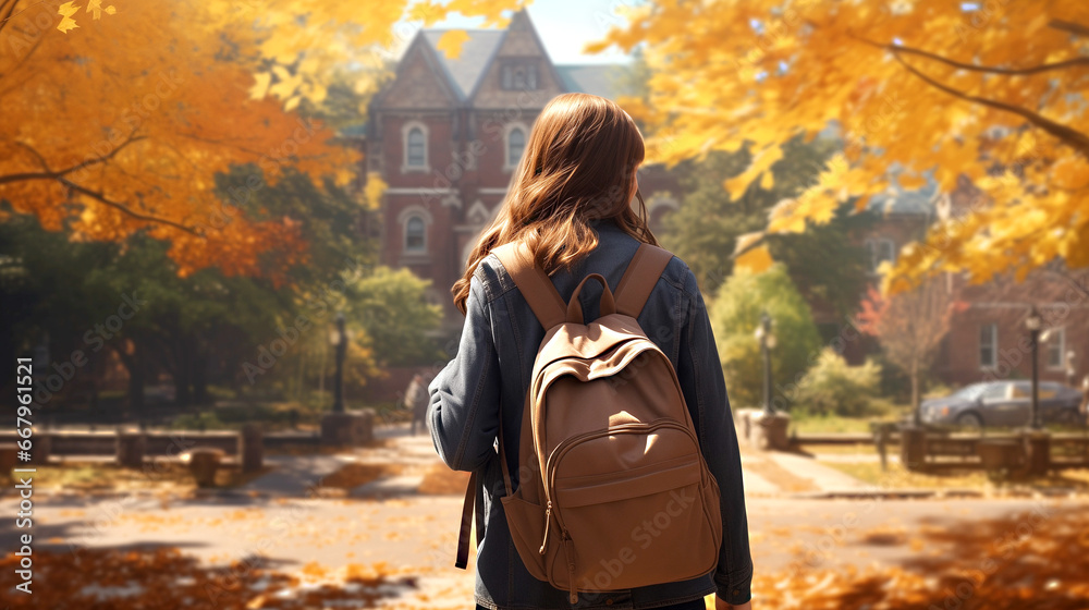 Go school in autumn