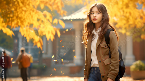 Go school in autumn