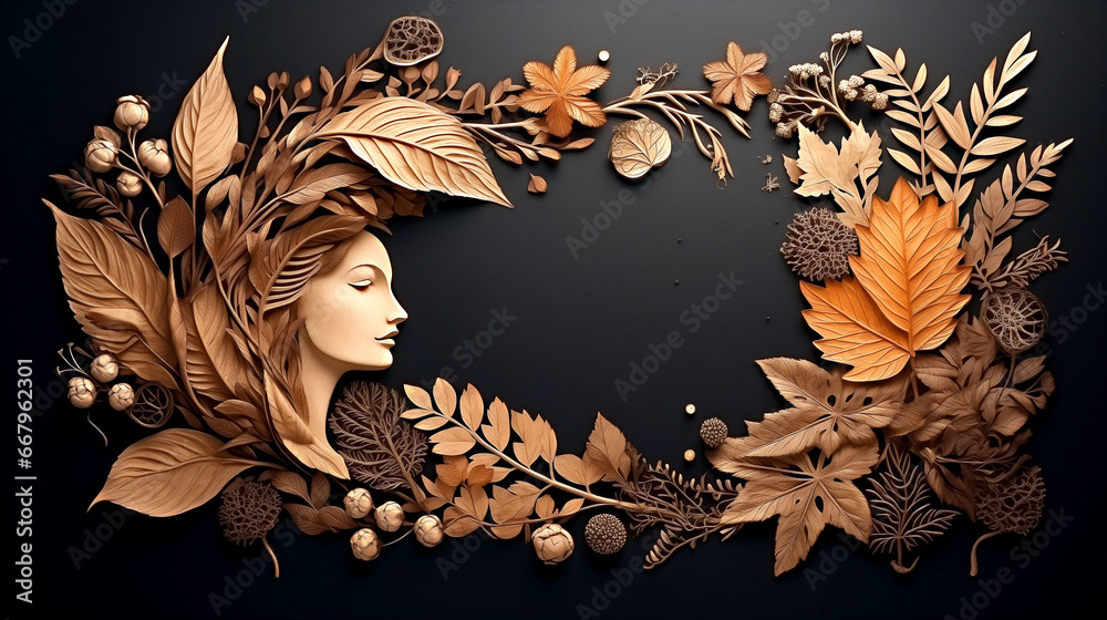 Frame made by dry leaves