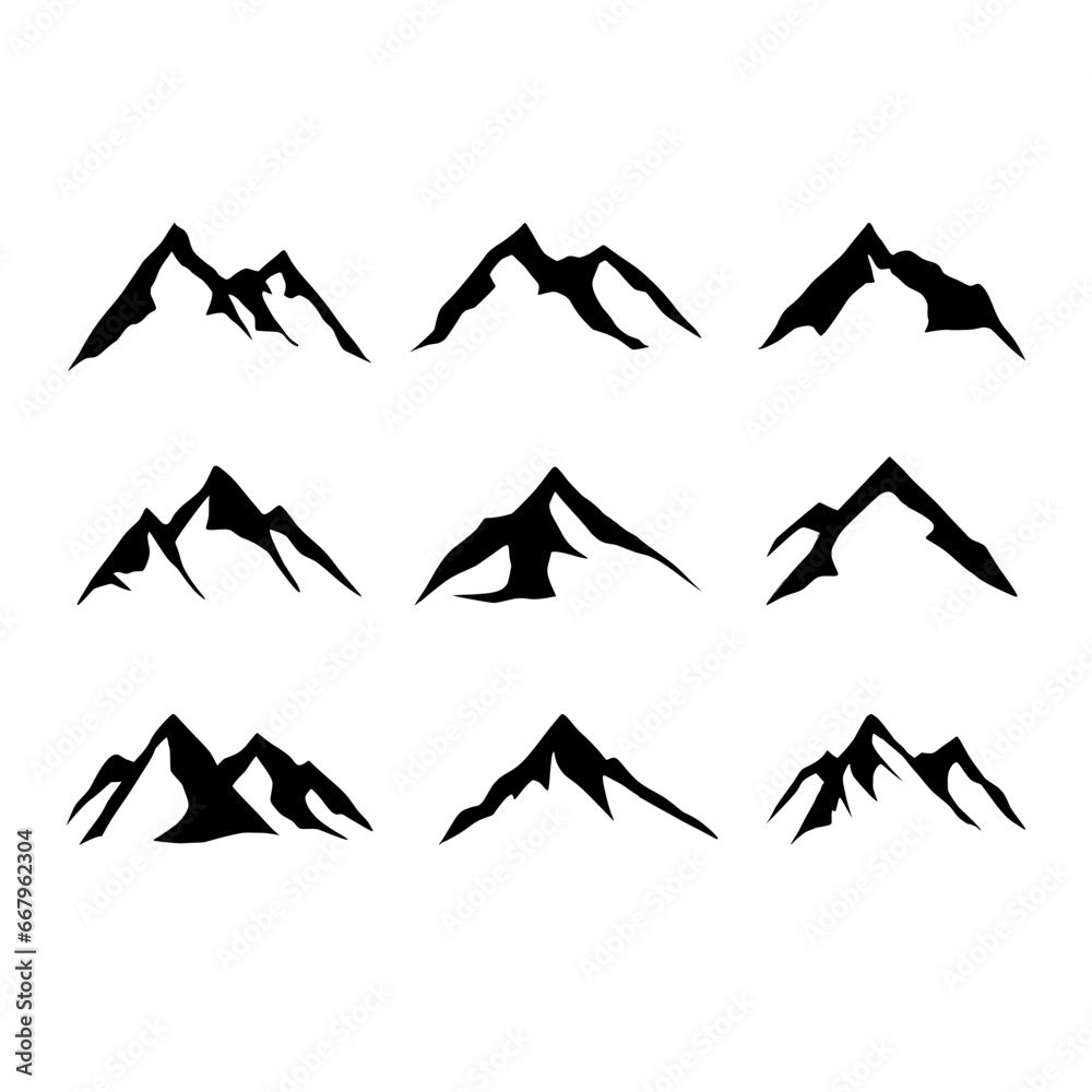 mountain icons set vector logo