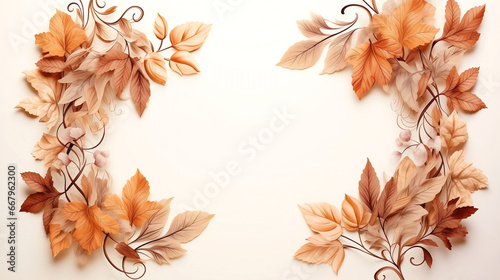 Obraz na płótnie Frame made by dry leaves w salonie