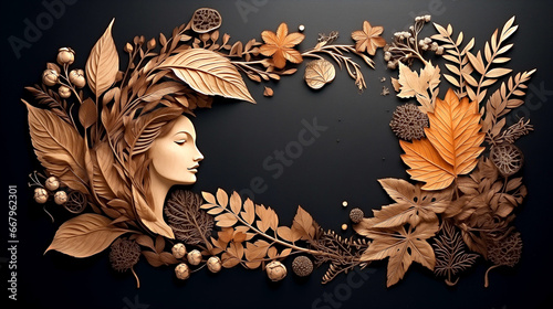 Obraz na płótnie Frame made by dry leaves w salonie