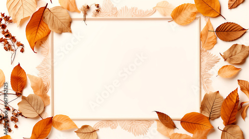 Obraz na płótnie Frame made by dry leaves w salonie