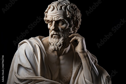Statue of stoic bust illustration with strong reference to stoicism and philosophy on a clean and isolated background photo