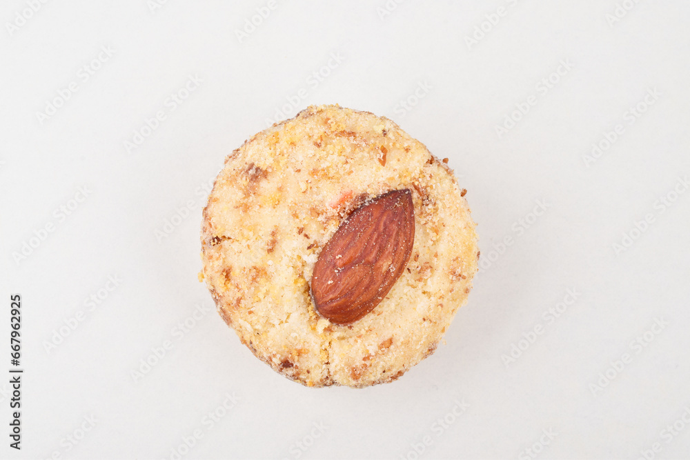 Top view of almond cookie isolated on white background Top view of almond cookie isolated on white background