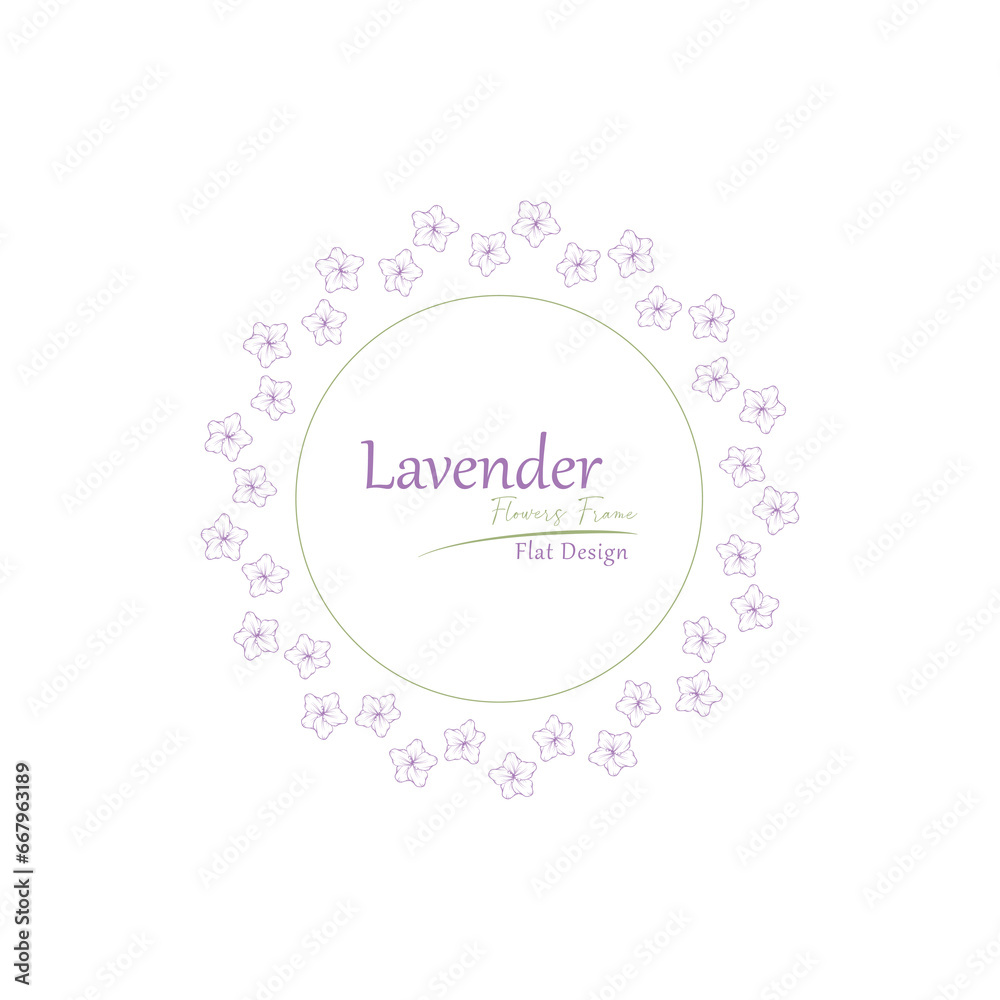 hand drawn lavender flower frame illustration.