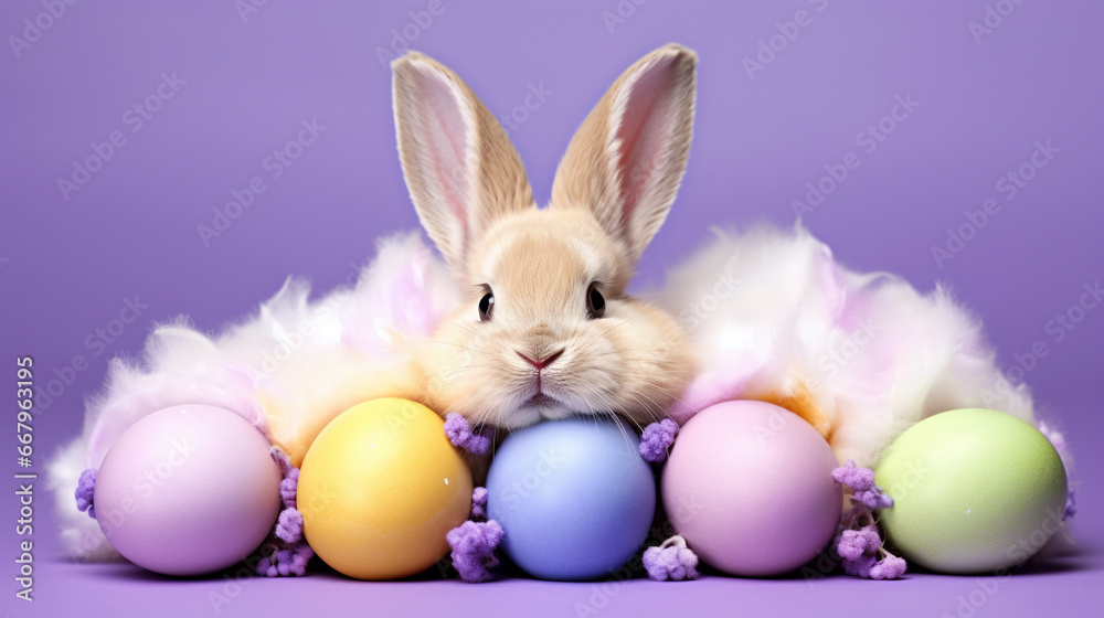 Obraz premium easter bunny and eggs HD 8K wallpaper Stock Photographic Image 