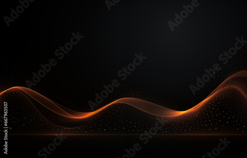 dark abstract background wallpaper with dots, waves, light and neon which is fit with ppt