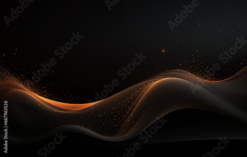 dark abstract background wallpaper with dots, waves, light and neon which is fit with ppt