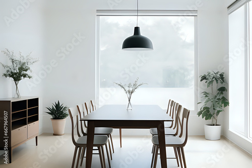 Comfortable minimalist dining room. Dining room. 3d rendering