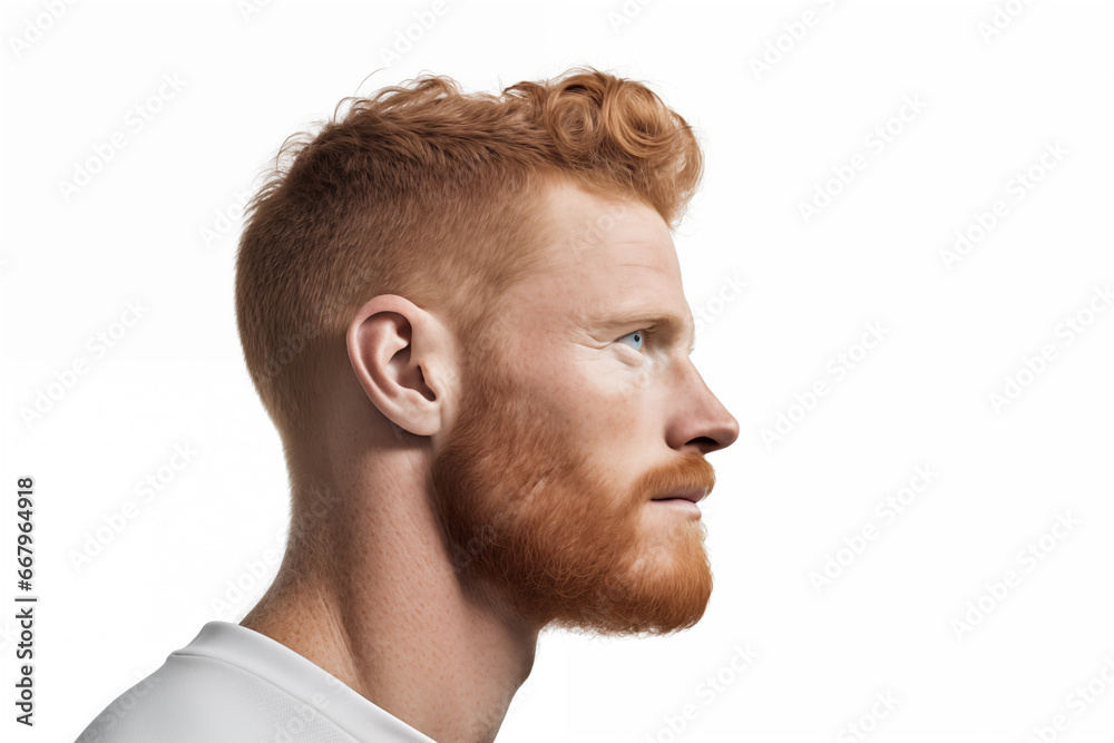 Obraz premium Young Redheaded Man Gazing Thoughtfully into the Distance