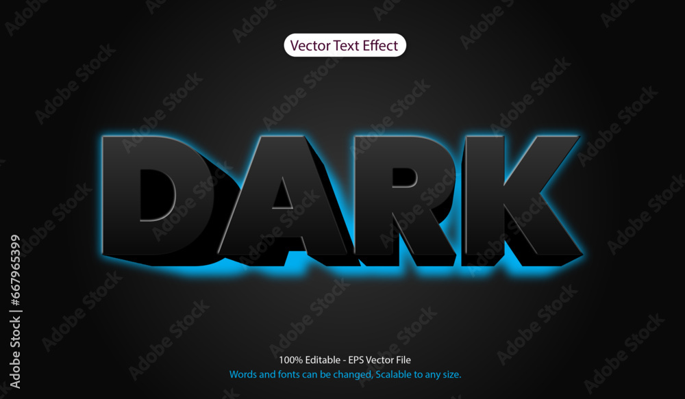 3d black with blue glowing light editable text effect. vector