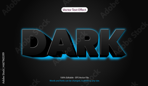 3d black with blue glowing light editable text effect. vector