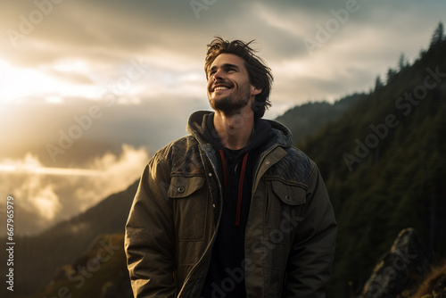 A Portrait of a Man in the Mountains, Portrait of a Smiling Man Outdoors