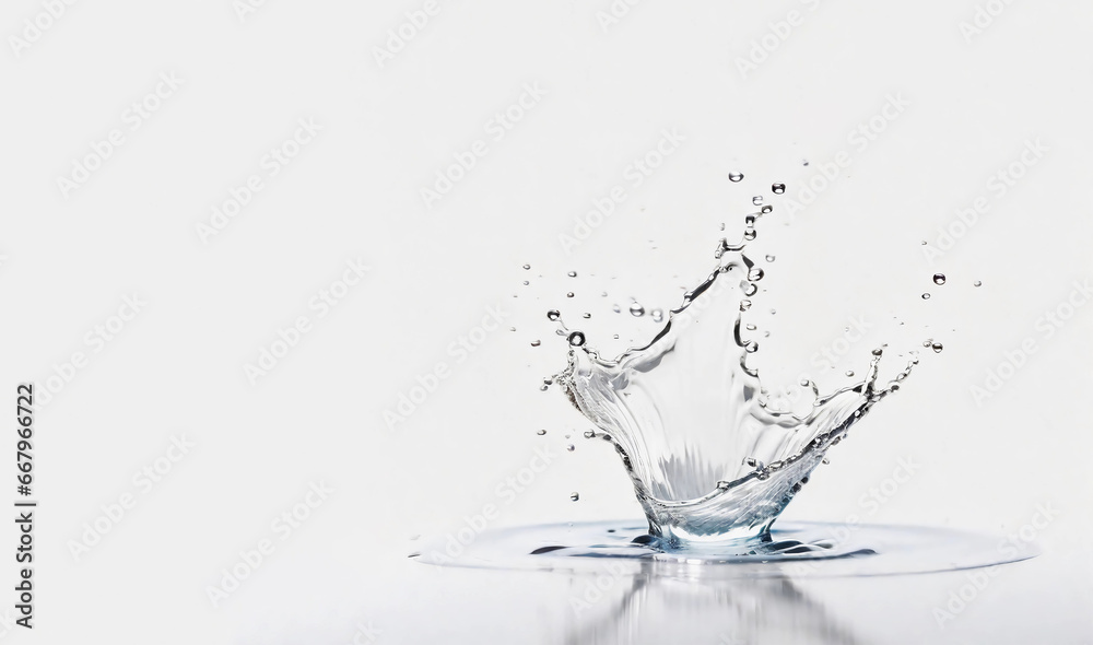 The water is clear and clean.splash isolated on white background and copy space generative ai