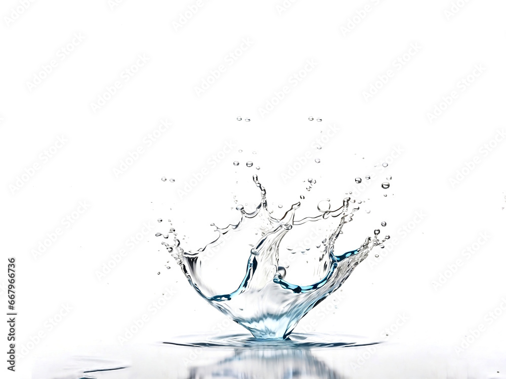 The water is clear and clean.splash isolated on white background and copy space generative ai