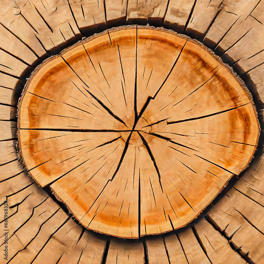 Weathered wooden cross section of the tree. Wooden textured background.
