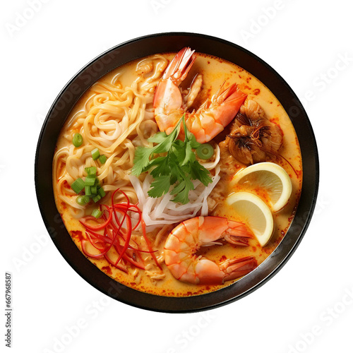 Laksa, transparent background, isolated image, generative AI

