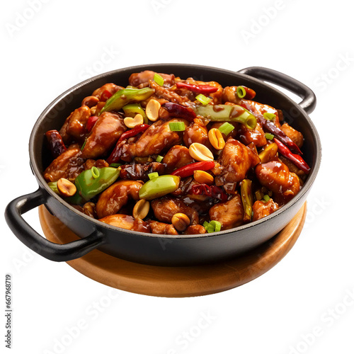 Kung Pao chicken, transparent background, isolated image, generative AI 