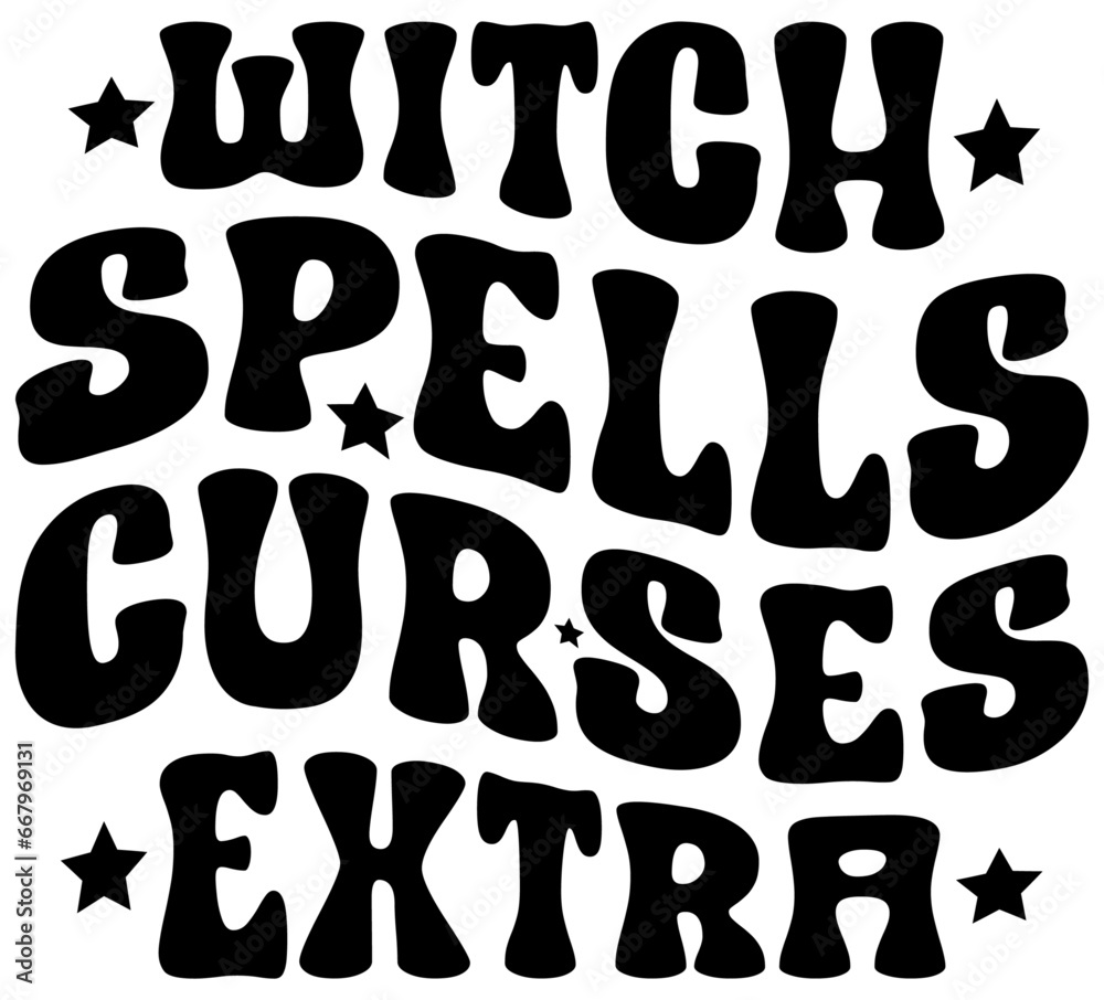 Witch Spells Curses Extra, Halloween Retro SVG Design