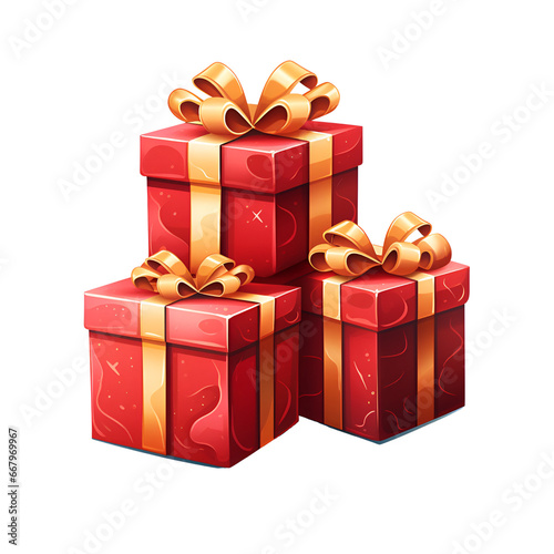 Christmas Gift Boxes Vector Style Illustration Cartoon Style Logo No Background Perfect for Print on Demand Merchandise