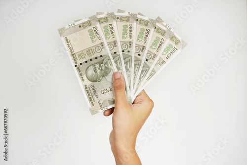 Indian rupees in hand, india currency note