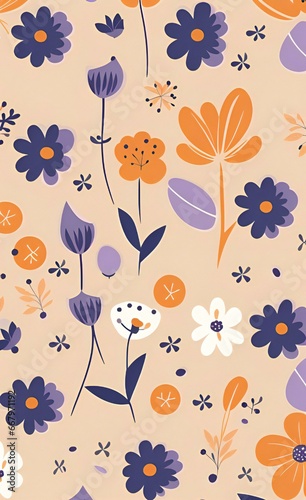 a floral pattern with orange flowers.