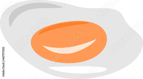 One fried egg isolated on transparent background, High protein foods in graphic style